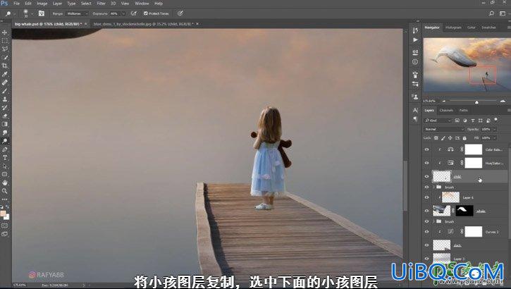 PS创意合成一个小女孩儿在天空的阶梯上遇见飞翔的鲸鱼场