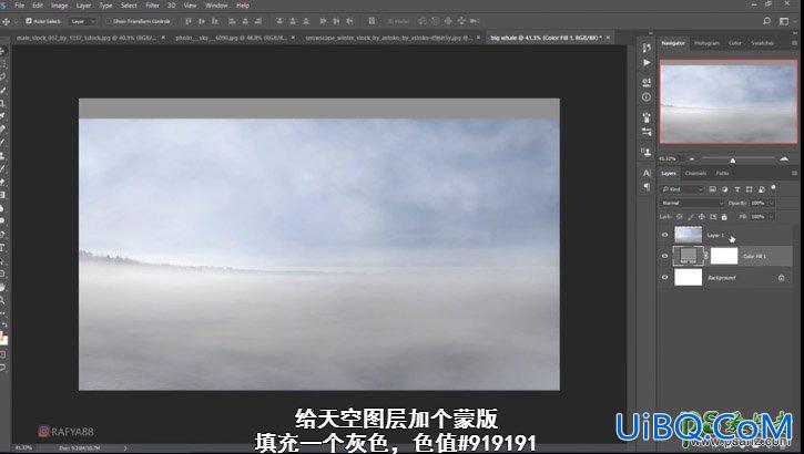 PS创意合成一个小女孩儿在天空的阶梯上遇见飞翔的鲸鱼场