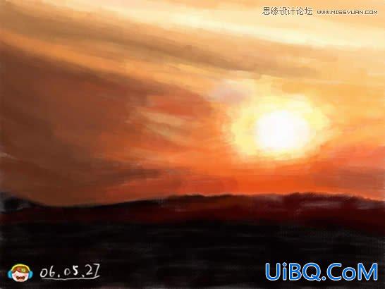 ps与手绘板打造美丽晚霞风景图