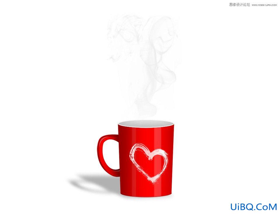 ps鼠绘一个冒热气的红色咖啡杯子