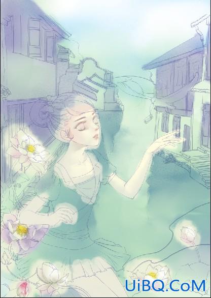 ps仿水彩作画过程