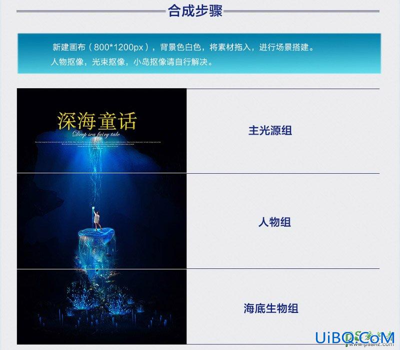 PS科幻合成实例：创意打造深海中的魔幻光明天使场景。