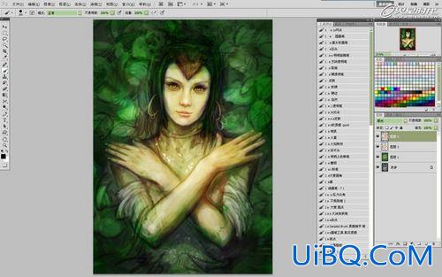 ps CS5绘制丛林花妖油画风格插画教程