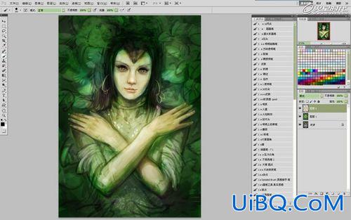 ps CS5绘制丛林花妖油画风格插画教程