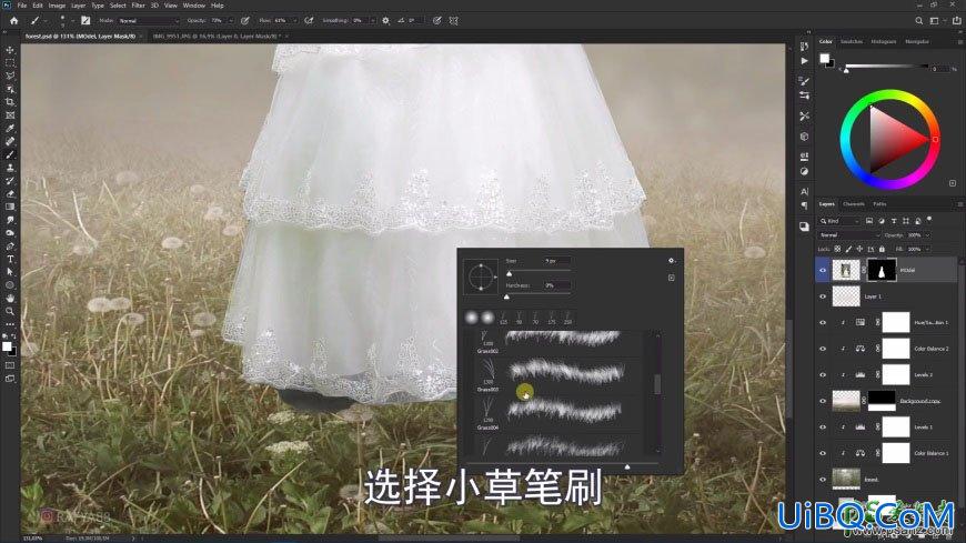 PS创意合成森系婚纱照美女与巨型鸟笼在森林中的秘境场景