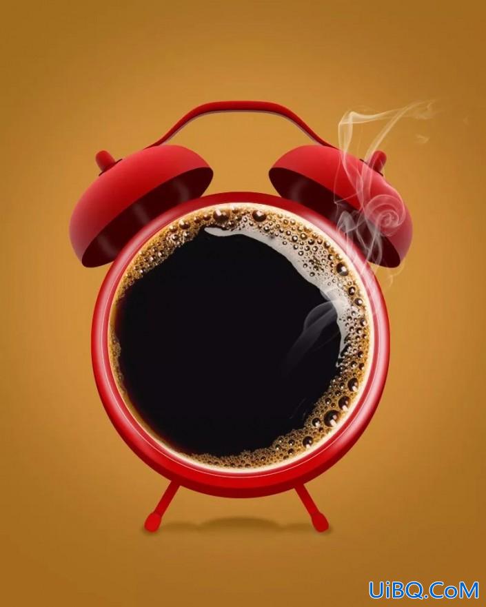PS创意合成“热气腾腾”的咖啡闹钟，个性闹钟特效图片。