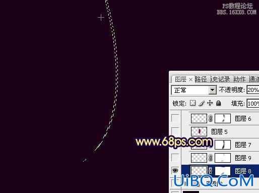 ps制作圆弧形彩色光束背景图