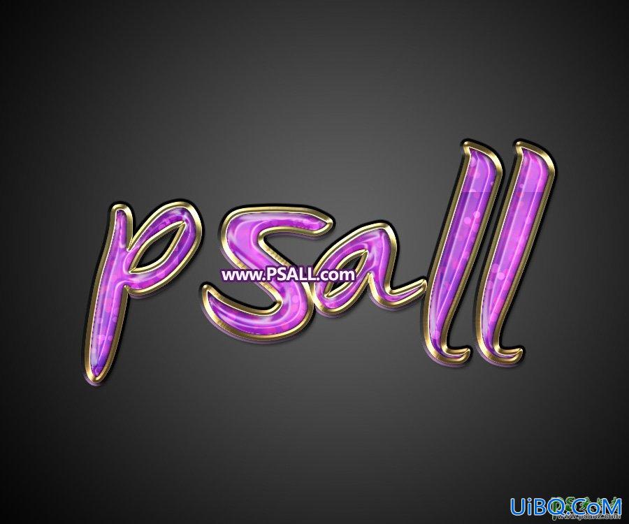 PS制作金属边框效果的水晶字效，紫色光斑水晶字，艺术字