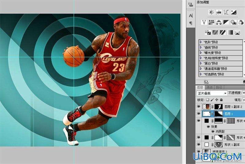 PS手绘一张霸气十足的NBA篮球巨星詹姆斯写真海报