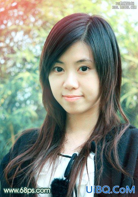 ps处理外景美女图片柔和的青黄蜜糖色