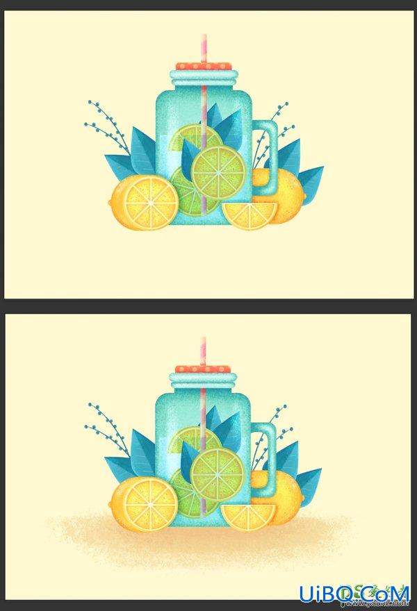 PS手绘炎炎夏日清凉的柠檬水插画图片，创意柠檬水插画设