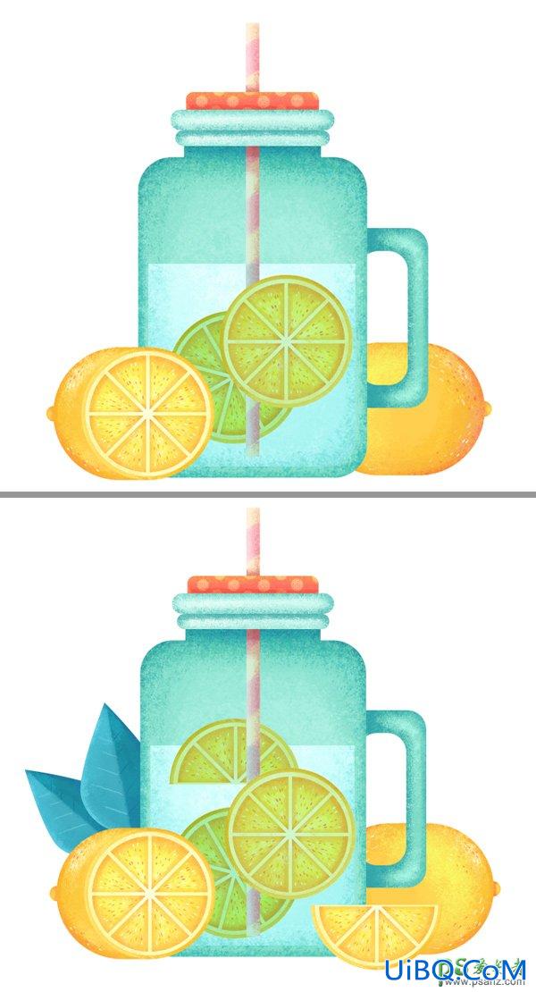 PS手绘炎炎夏日清凉的柠檬水插画图片，创意柠檬水插画设