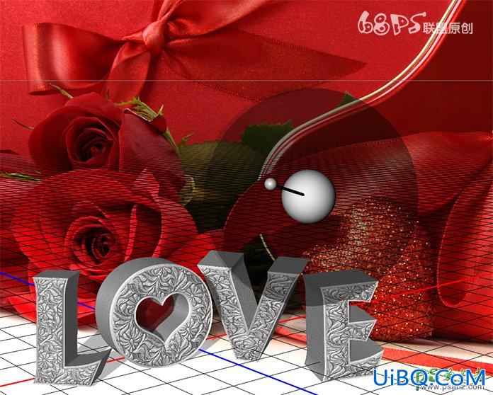 PS设计七夕情人节古典纹理LOVE金属立体字效，古典金属文