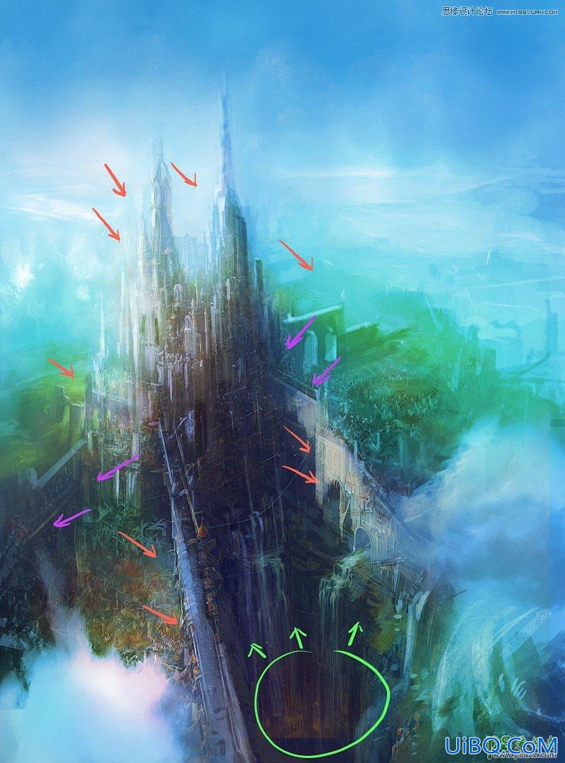 PS绘制辉煌大气的《亚特兰蒂斯之城》古堡建筑游戏场景