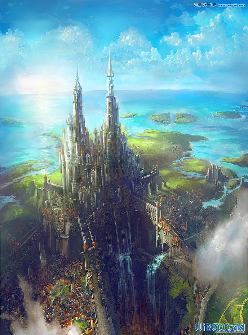 PS绘制辉煌大气的《亚特兰蒂斯之城》古堡建筑游戏场景