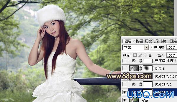 ps处理外景婚纱照片柔和的灰调黄蓝色