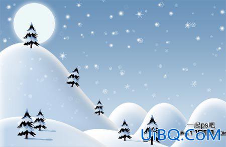 ps设计淡蓝色白雪皑皑的2012圣诞节贺卡