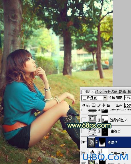 ps处理外景美女图片柔和的夏日暖色调