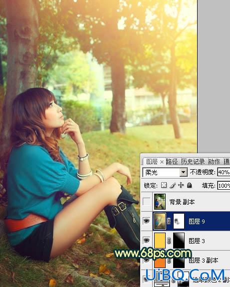 ps处理外景美女图片柔和的夏日暖色调