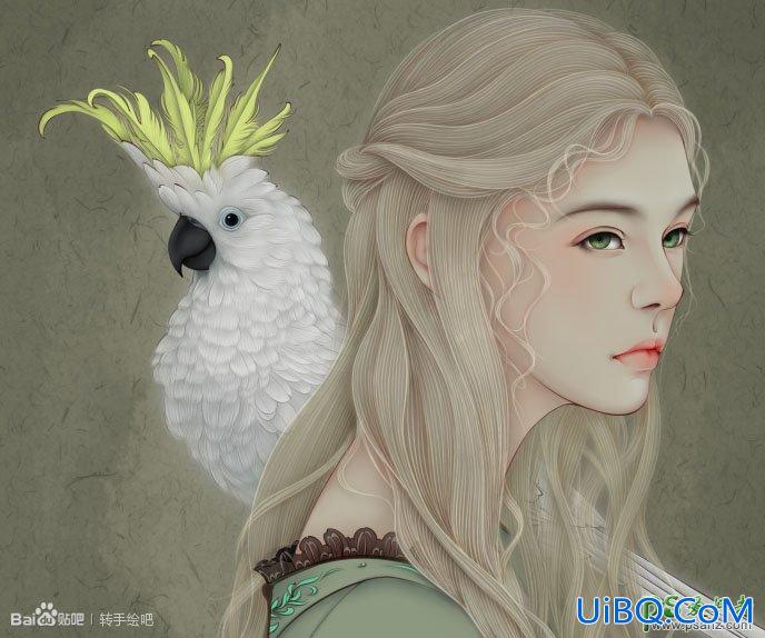 PS手绘大神教你把漂亮的欧美女生照片制作成工笔画效果