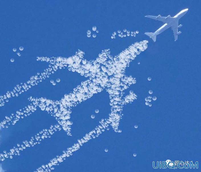 PS创意合成天空中的气泡大飞机,看着非常的壮观。
