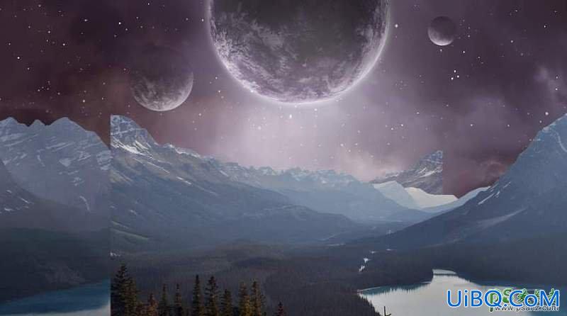 Photoshop合成科幻的宇宙奇观场景,星球,星际素材图,唯美的外星球奇观。