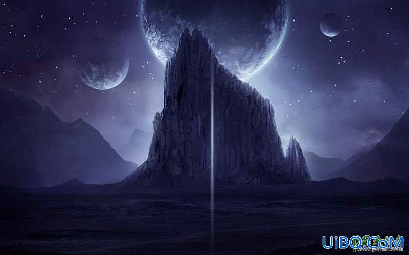 Photoshop合成科幻的宇宙奇观场景,星球,星际素材图,唯美的外星球奇观。