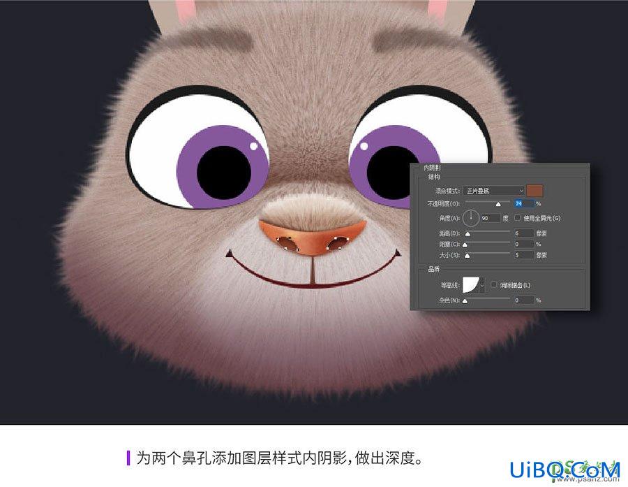 PS鼠绘漂亮的长耳萌兔Judy失量图素材，手绘兔子素材图。