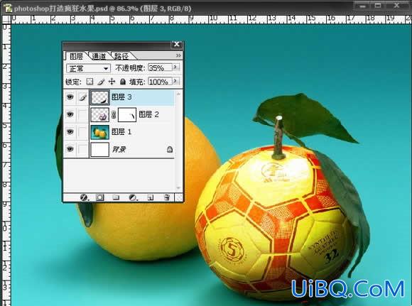 ps图片合成.水果教程：把足球与水果合成到一起打造疯狂水果效果