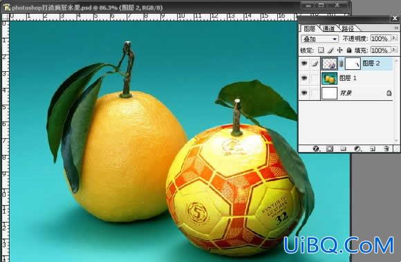 ps图片合成.水果教程：把足球与水果合成到一起打造疯狂水果效果