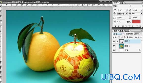 ps图片合成.水果教程：把足球与水果合成到一起打造疯狂水果效果