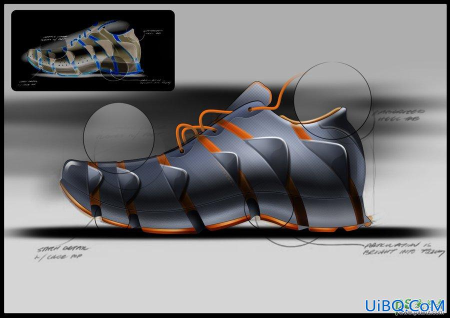 PS手工绘制立体感十足的运动鞋素材图片