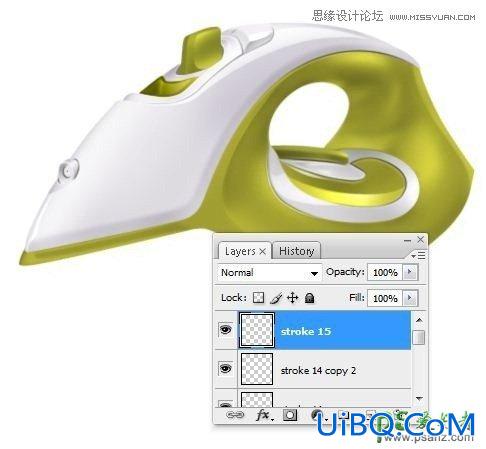 PS绘制逼真的蒸汽熨斗失量图素材，蒸汽电熨斗制作教程实
