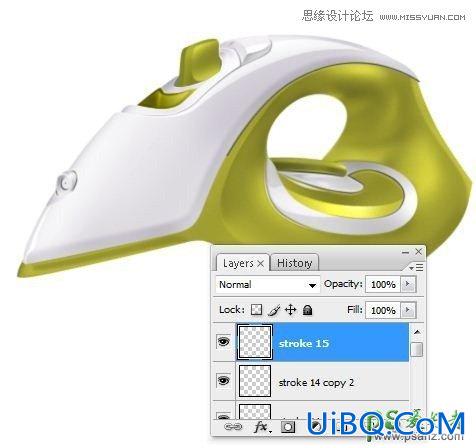 PS绘制逼真的蒸汽熨斗失量图素材，蒸汽电熨斗制作教程实