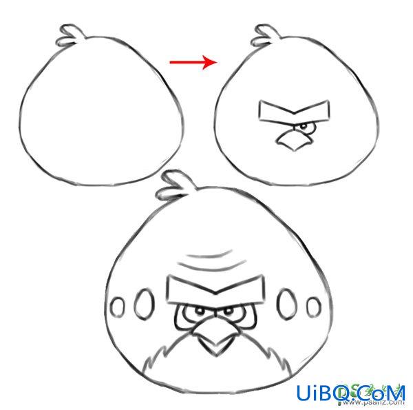 PS鼠绘可爱的毛绒质感愤怒胖小鸟素材图，鼠绘愤怒的小鸟