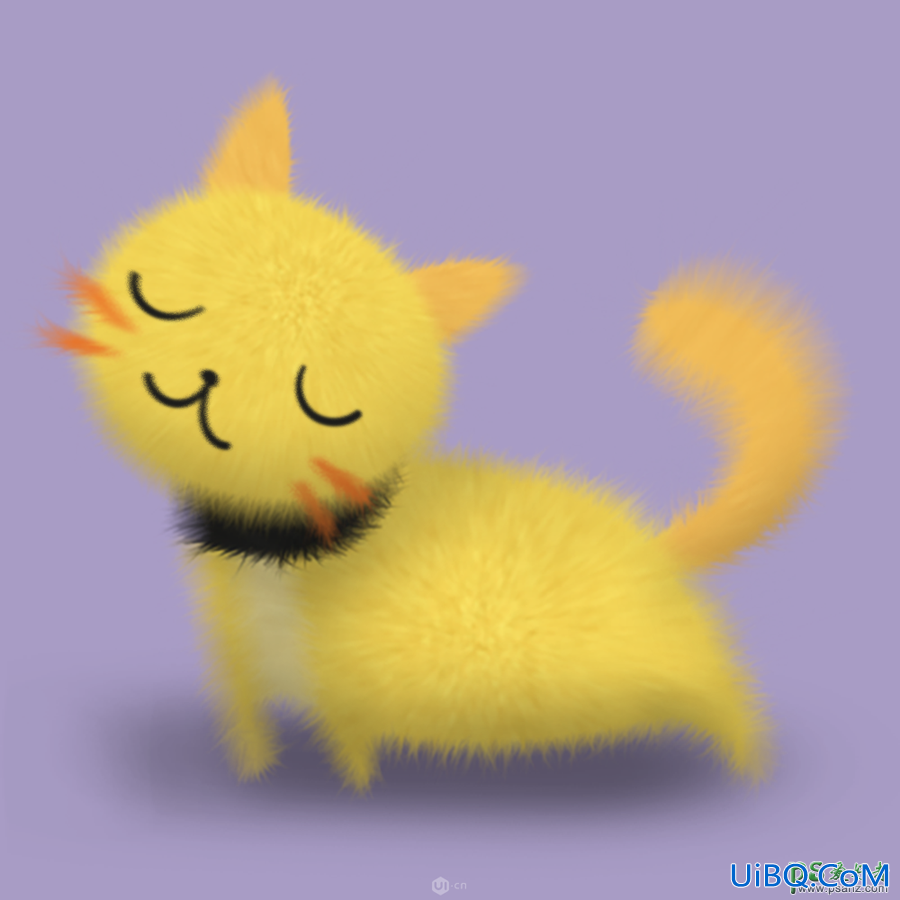 PS鼠绘可爱的毛茸茸猫咪玩具素材图片，漂亮的小黄猫图片