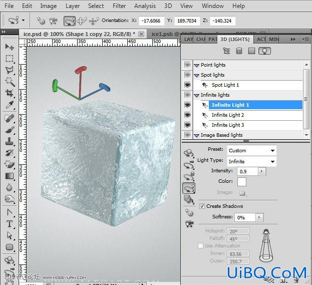 ps CS5利用3D功能打造逼真冰冻樱桃特效