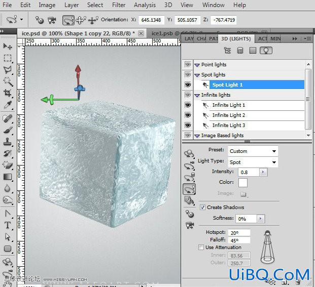 ps CS5利用3D功能打造逼真冰冻樱桃特效