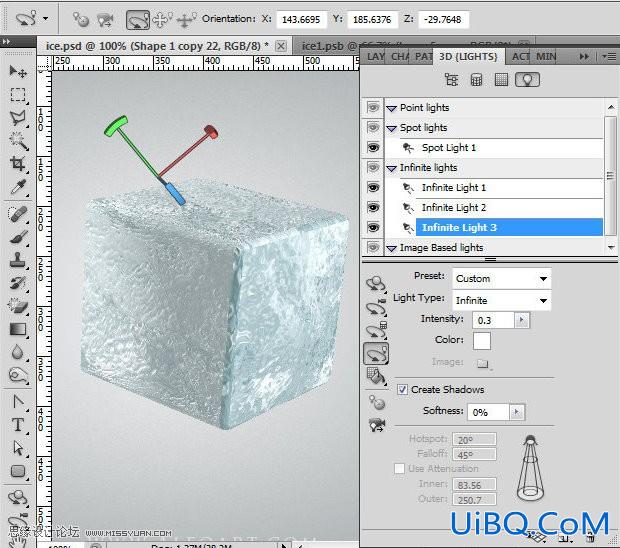 ps CS5利用3D功能打造逼真冰冻樱桃特效