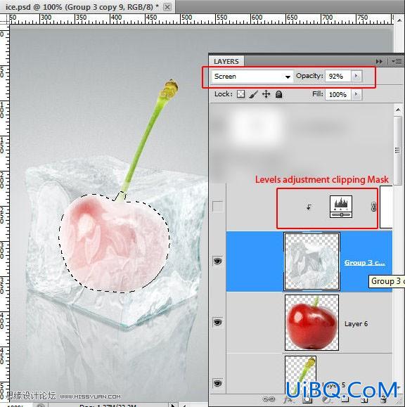 ps CS5利用3D功能打造逼真冰冻樱桃特效