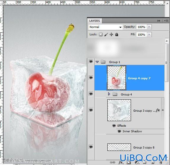 ps CS5利用3D功能打造逼真冰冻樱桃特效