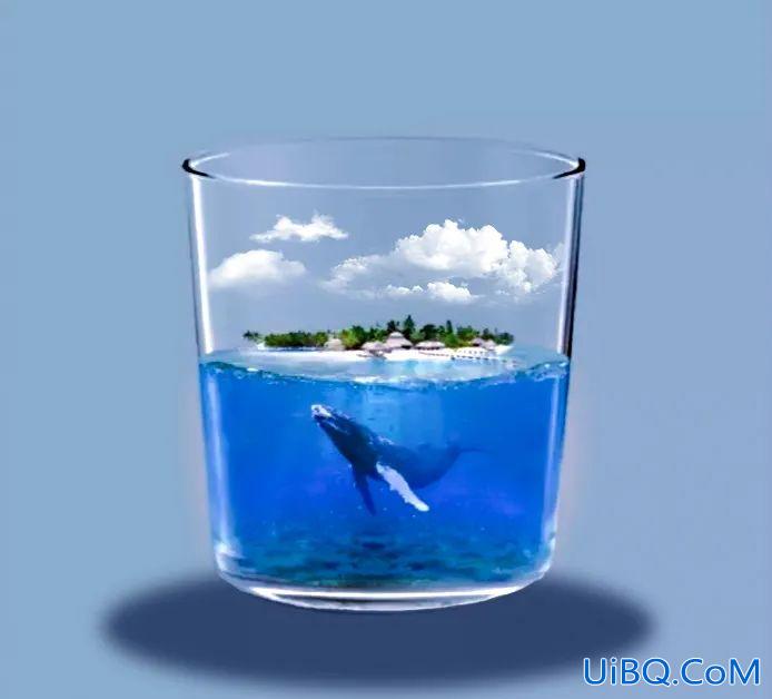 创意合成，通过Photoshop设计玻璃杯里的海洋世界