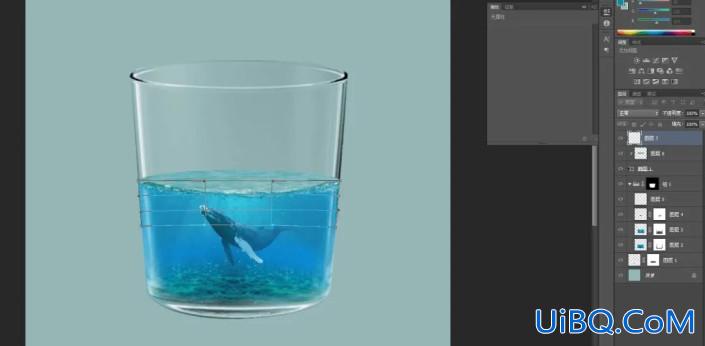 创意合成，通过Photoshop设计玻璃杯里的海洋世界