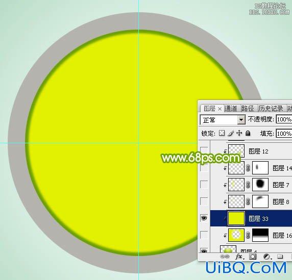 ps绿色圆形水晶按钮教程