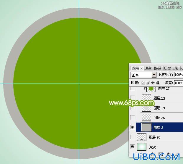 ps绿色圆形水晶按钮教程