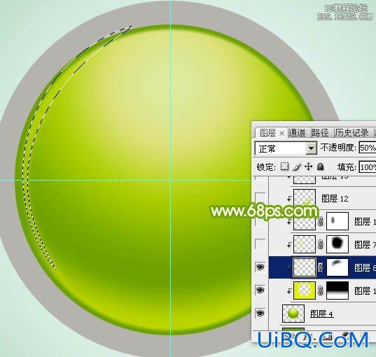 ps绿色圆形水晶按钮教程