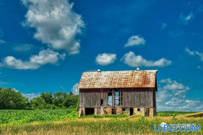 场景合成，多张图片组合成一个创意的麦田场景