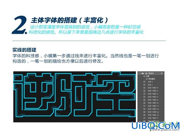 PS制作漂亮的科技蓝风格发光艺术字体，蓝色科幻发光字。