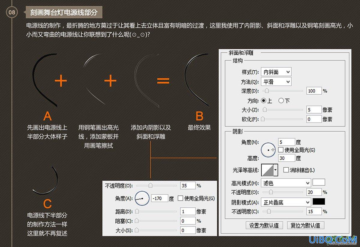 PS手绘精美的舞台灯,舞台射灯。