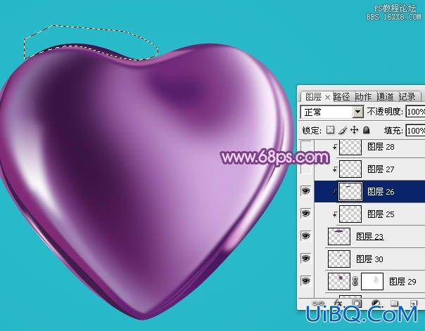 ps鼠绘紫色心形宝石图案